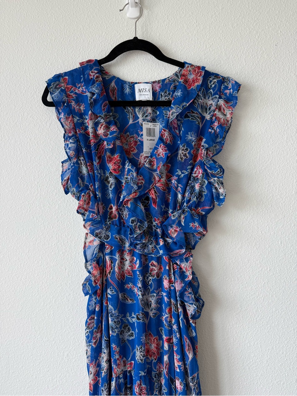 NWT MISA Los Angeles Women's Blue Natasha Cut-Out Ruffled Midi-Dress - Picture 8 of 11